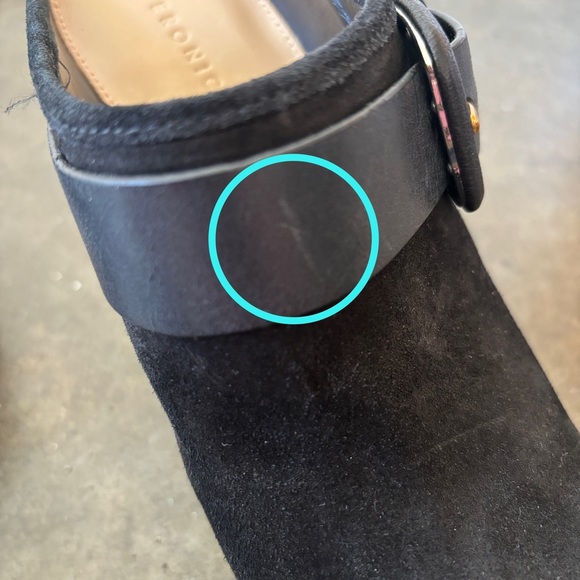 NWOB Veronica Beard Dacey Buckle Genuine Suede Slip On Clogs - Picture 10 of 10